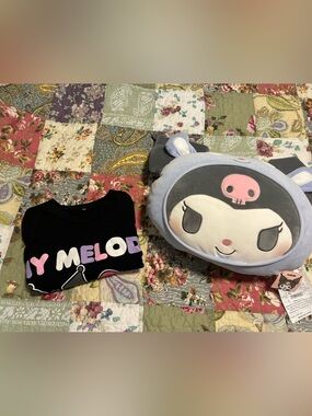 2 piece NWT SANRIO KUROMI Plush Pillow and top
